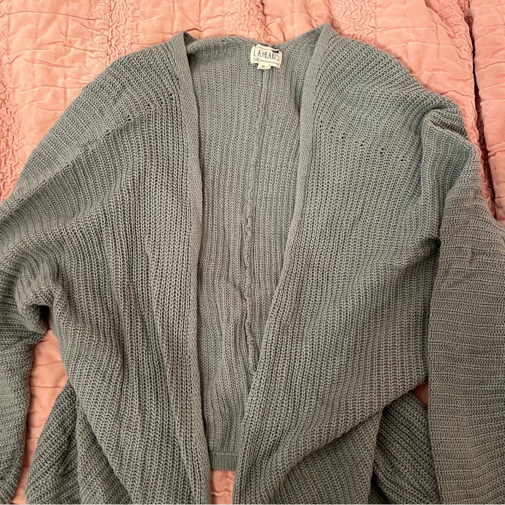 La Hearts Blue Gray Women's Cardigan - Picture 4 of 8
